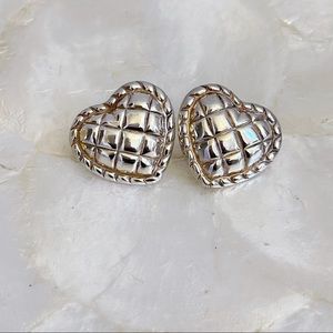 Vintage 925 FAS Puffy Heart Statement Earrings 1”